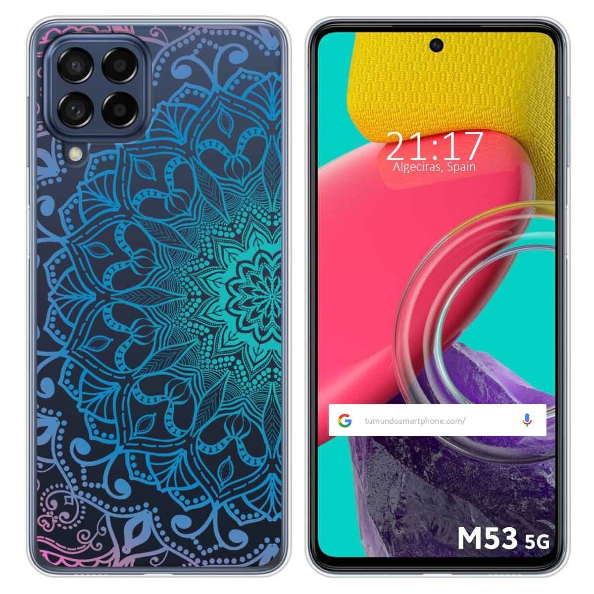 Funda Silicona Transparente para Samsung Galaxy M53 5G diseño Mandala Dibujos