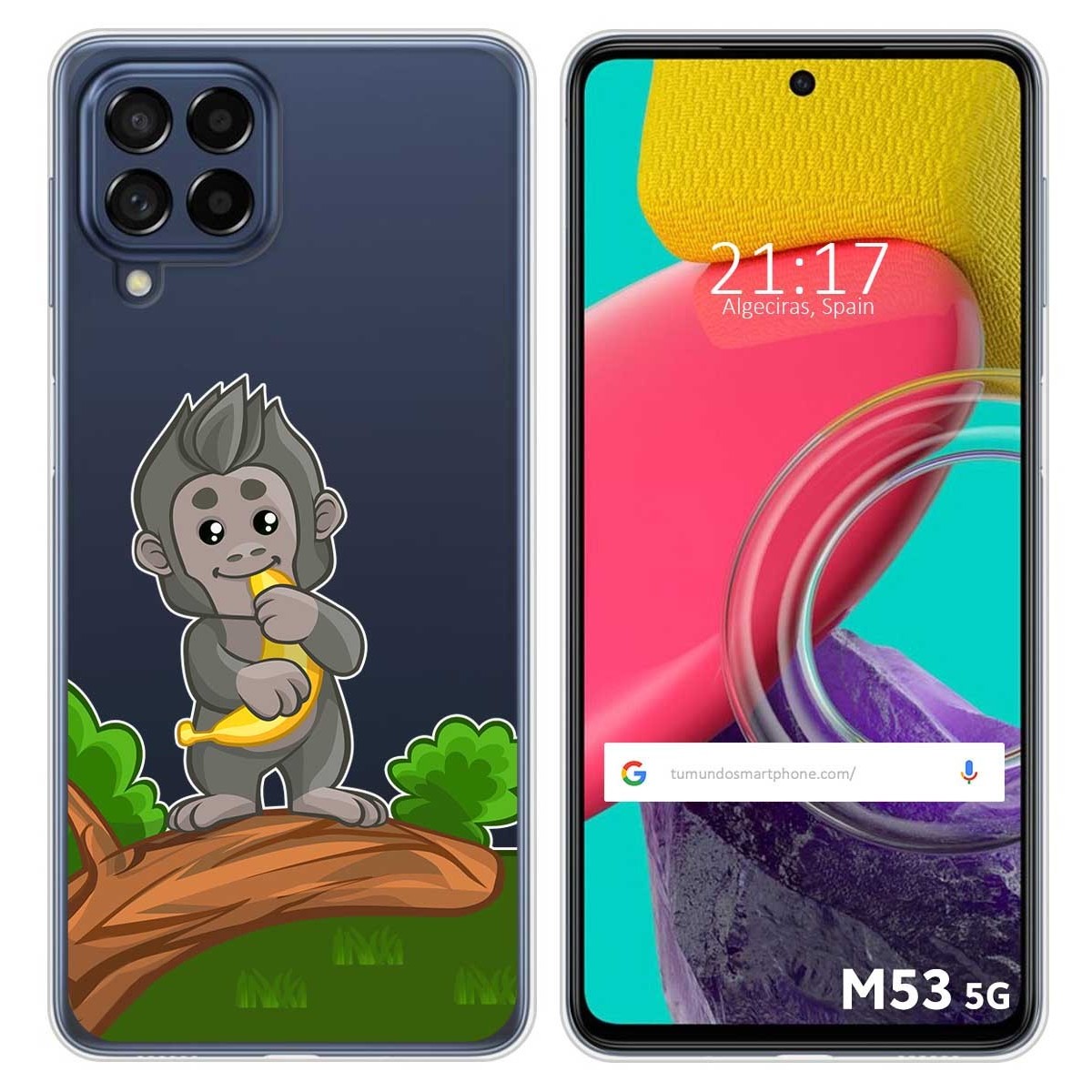 Funda Silicona Transparente para Samsung Galaxy M53 5G diseño Mono Dibujos
