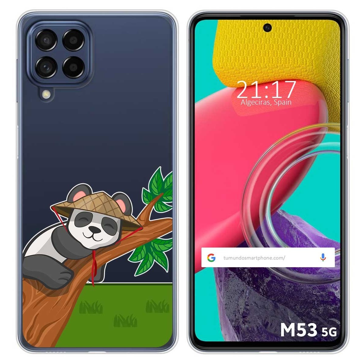 Funda Silicona Transparente para Samsung Galaxy M53 5G diseño Panda Dibujos