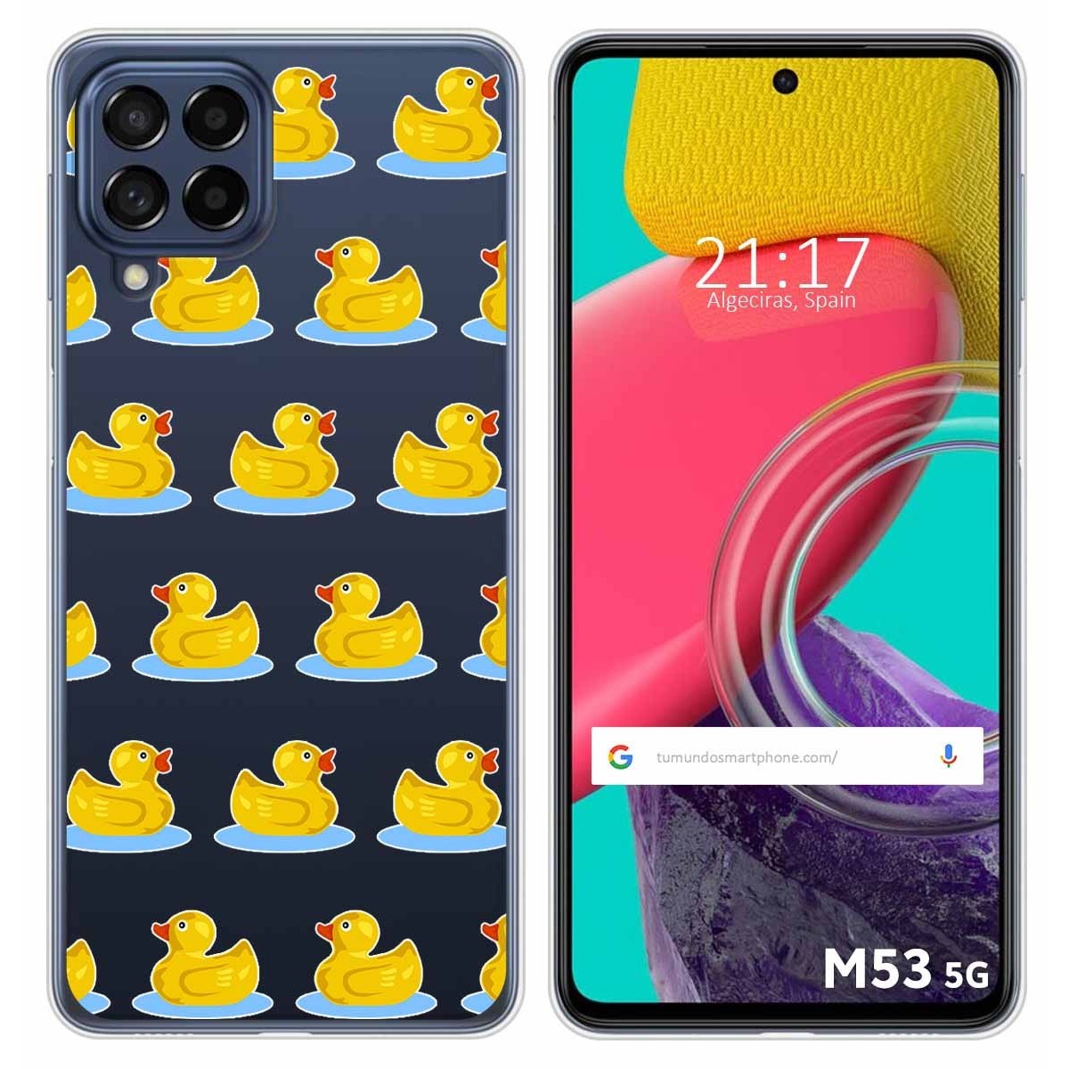 Funda Silicona Transparente para Samsung Galaxy M53 5G diseño Pato Dibujos