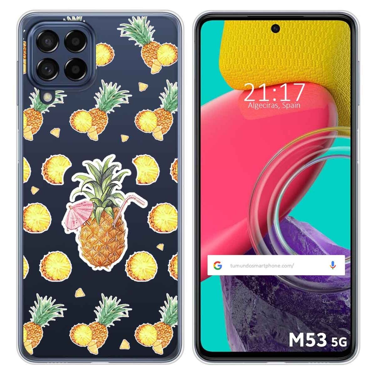 Funda Silicona Transparente para Samsung Galaxy M53 5G diseño Piña Dibujos