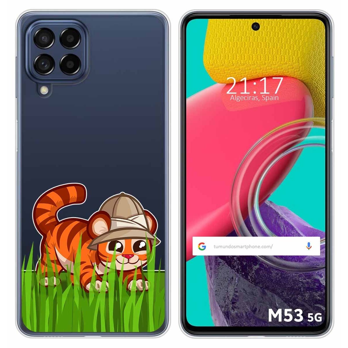Funda Silicona Transparente para Samsung Galaxy M53 5G diseño Tigre Dibujos