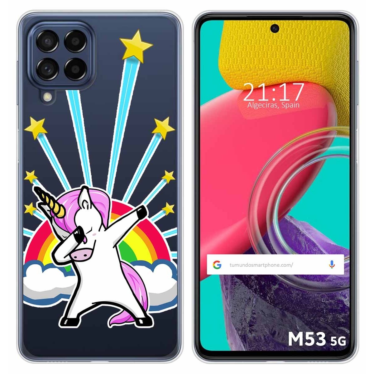 Funda Silicona Transparente para Samsung Galaxy M53 5G diseño Unicornio Dibujos