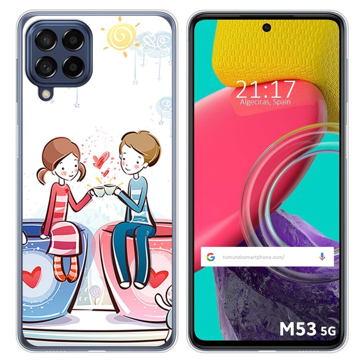 Funda Silicona para Samsung Galaxy M53 5G diseño Café Dibujos