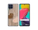 Funda Silicona para Samsung Galaxy M53 5G diseño Corazones Madera Dibujos