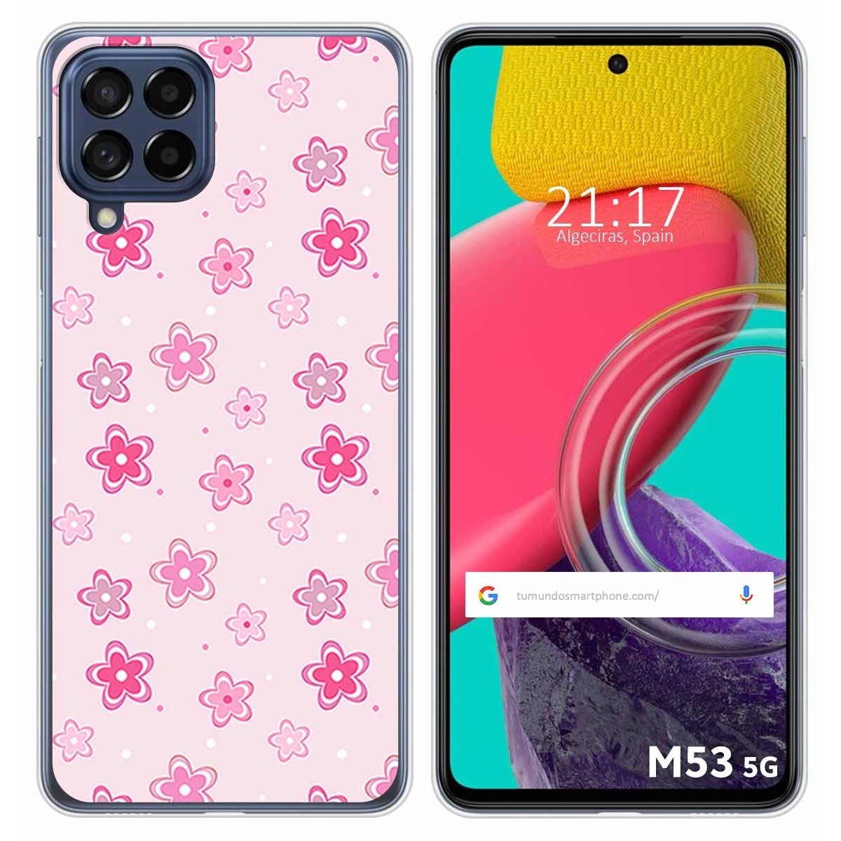 Funda Silicona para Samsung Galaxy M53 5G diseño Flores Dibujos