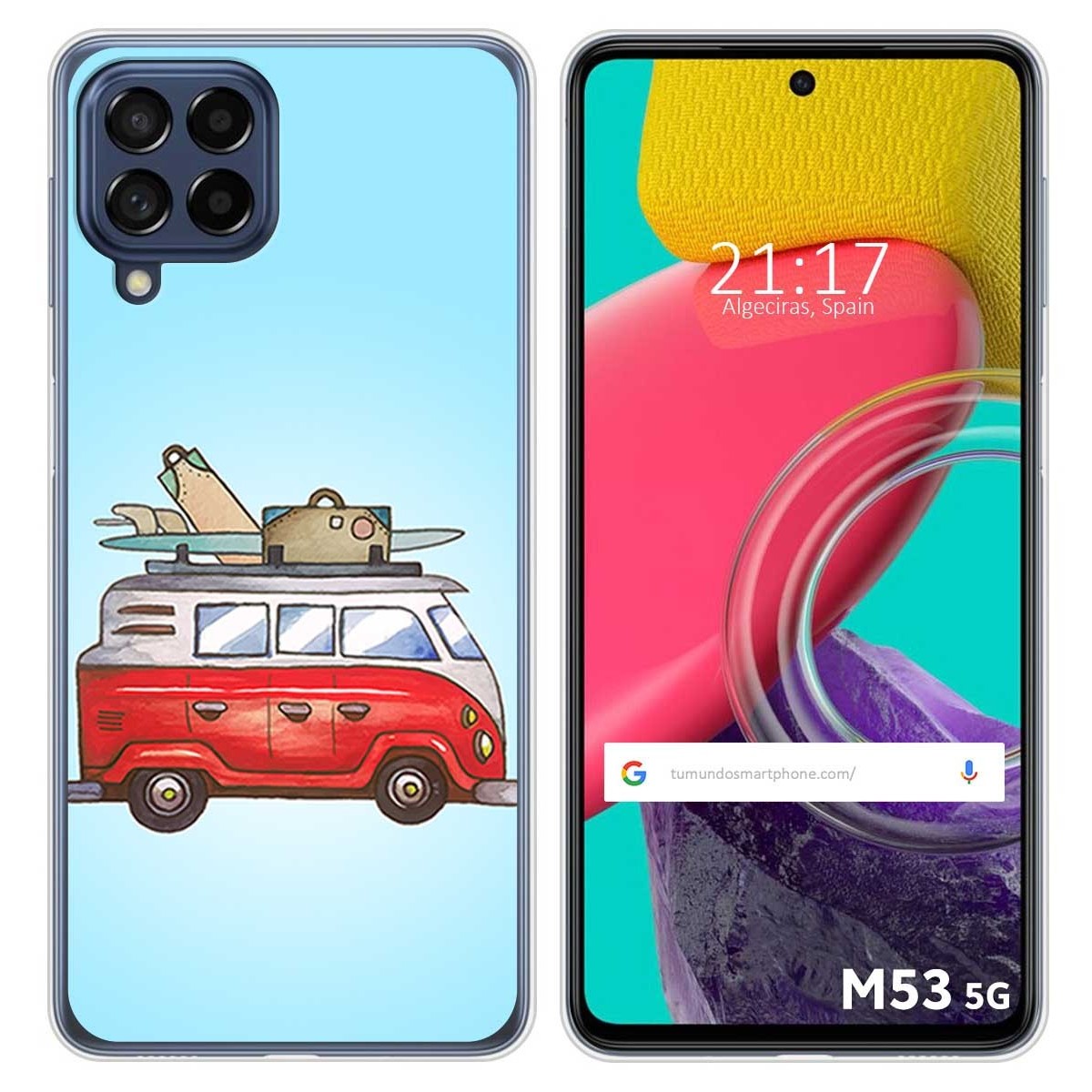 Funda Silicona para Samsung Galaxy M53 5G diseño Furgoneta Dibujos