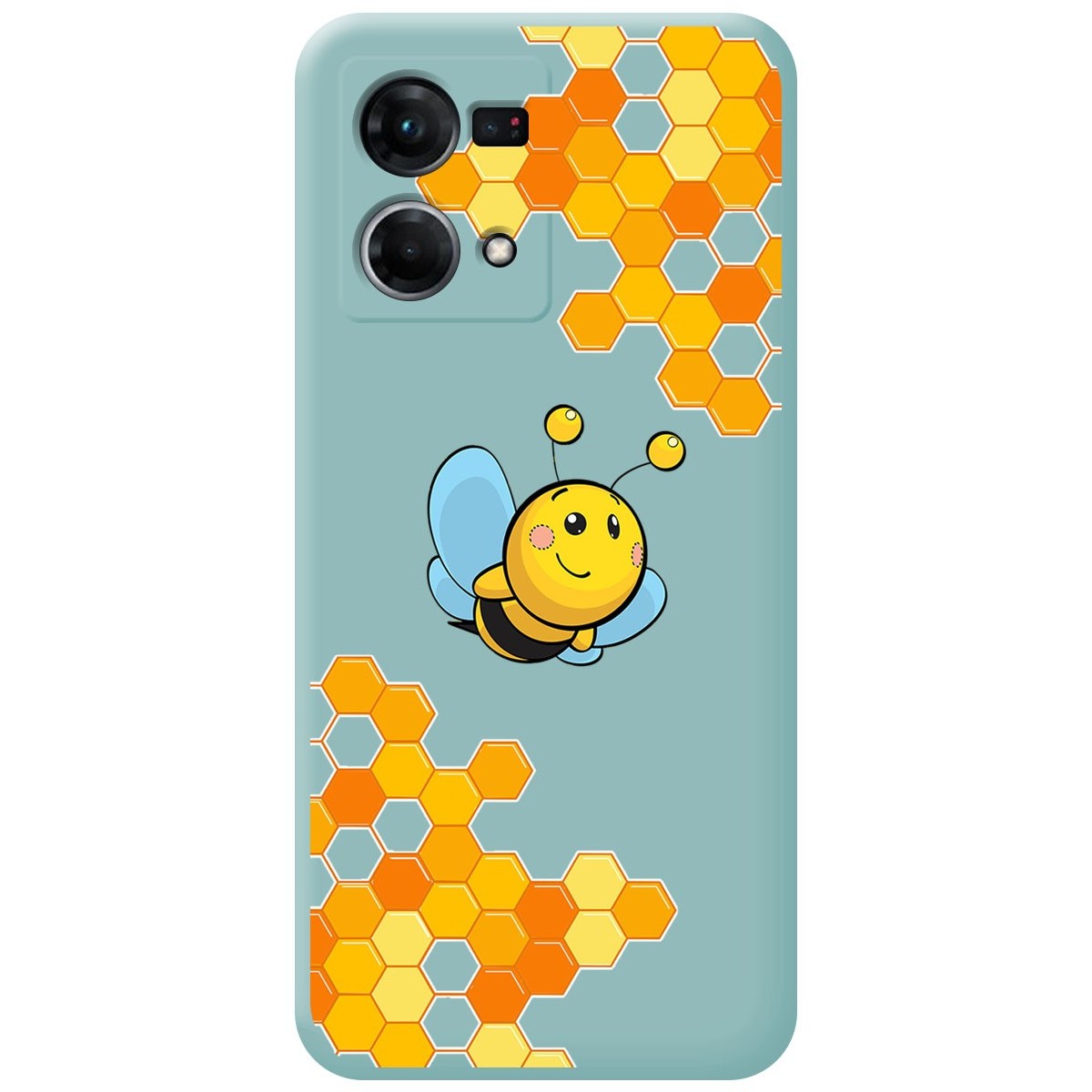 Funda Silicona Líquida Azul para Oppo Reno 7 4G diseño Abeja Dibujos
