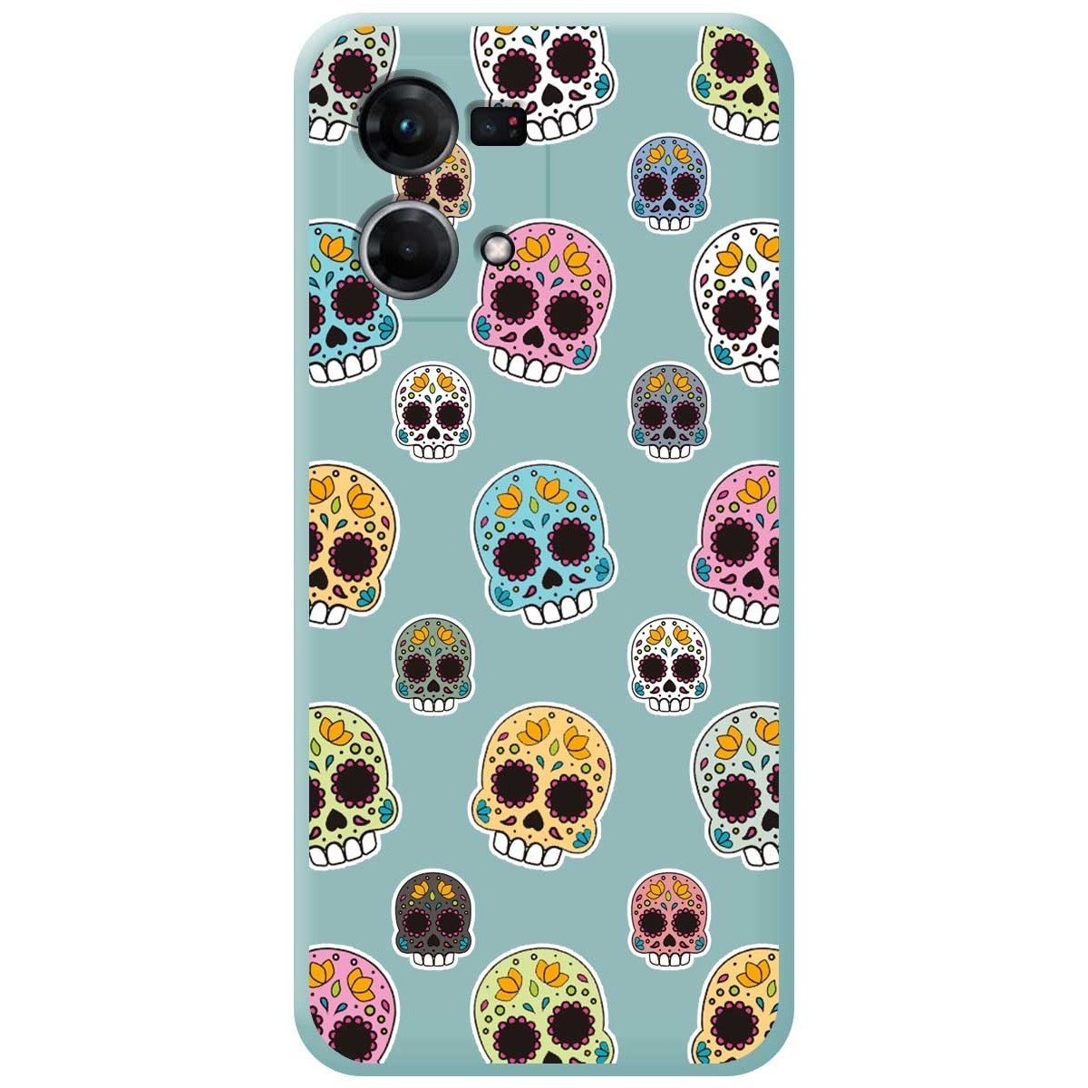 Funda Silicona Líquida Azul para Oppo Reno 7 4G diseño Catrina Dibujos