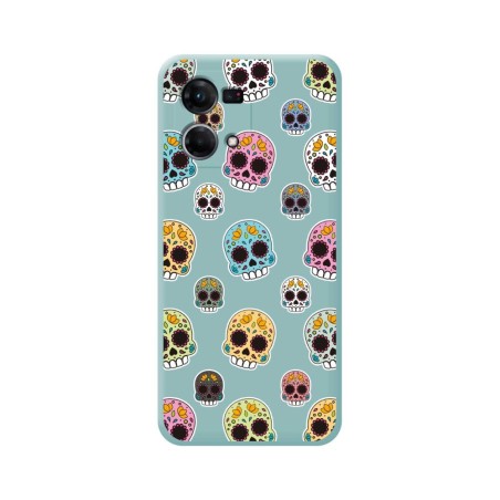 Funda Silicona Líquida Azul para Oppo Reno 7 4G diseño Catrina Dibujos