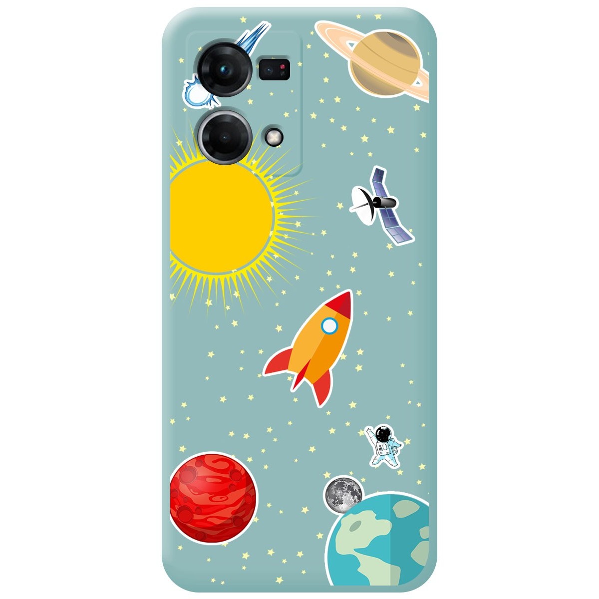 Funda Silicona Líquida Azul para Oppo Reno 7 4G diseño Espacio Dibujos