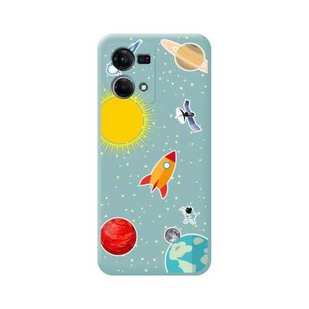 Funda Silicona Líquida Azul para Oppo Reno 7 4G diseño Espacio Dibujos