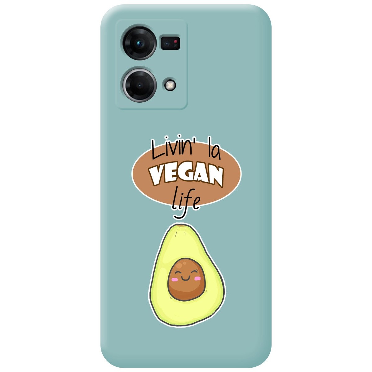 Funda Silicona Líquida Azul para Oppo Reno 7 4G diseño Vegan Life Dibujos
