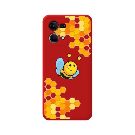 Funda Silicona Líquida Roja para Oppo Reno 7 4G diseño Abeja Dibujos