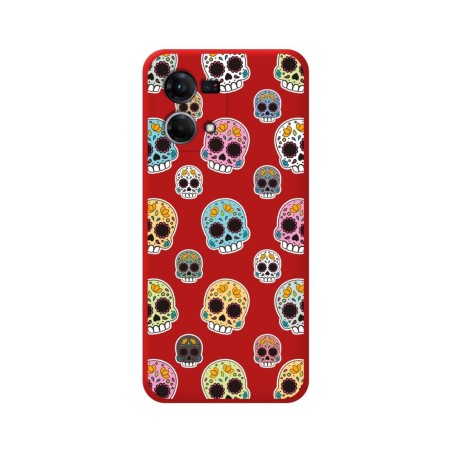 Funda Silicona Líquida Roja para Oppo Reno 7 4G diseño Catrina Dibujos