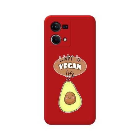 Funda Silicona Líquida Roja para Oppo Reno 7 4G diseño Vegan Life Dibujos