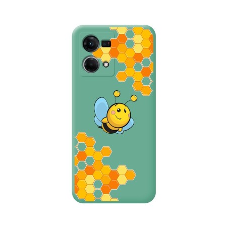 Funda Silicona Líquida Verde para Oppo Reno 7 4G diseño Abeja Dibujos