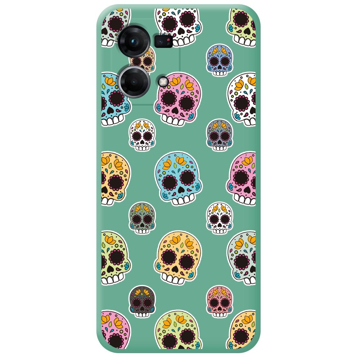 Funda Silicona Líquida Verde para Oppo Reno 7 4G diseño Catrina Dibujos