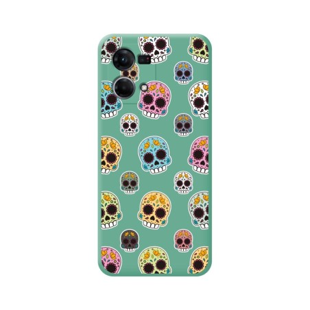Funda Silicona Líquida Verde para Oppo Reno 7 4G diseño Catrina Dibujos
