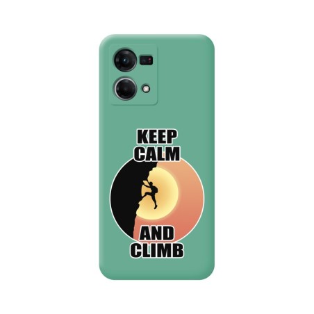 Funda Silicona Líquida Verde para Oppo Reno 7 4G diseño Hombre Escalada Dibujos
