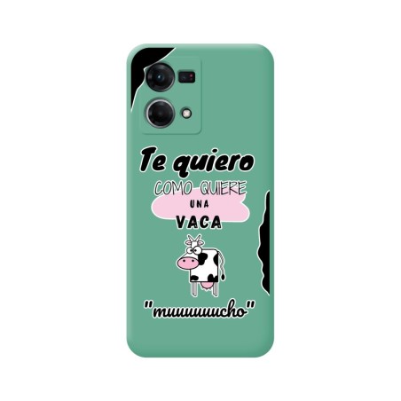 Funda Silicona Líquida Verde para Oppo Reno 7 4G diseño Vaca Dibujos