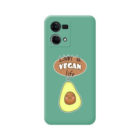 Funda Silicona Líquida Verde para Oppo Reno 7 4G diseño Vegan Life Dibujos