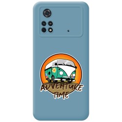 Funda Silicona Líquida Azul para Xiaomi POCO M4 Pro 4G diseño Adventure Time Dibujos