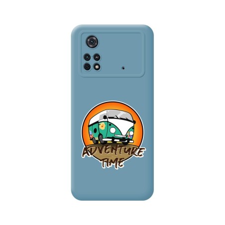 Funda Silicona Líquida Azul para Xiaomi POCO M4 Pro 4G diseño Adventure Time Dibujos