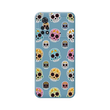 Funda Silicona Líquida Azul para Xiaomi POCO M4 Pro 4G diseño Catrina Dibujos