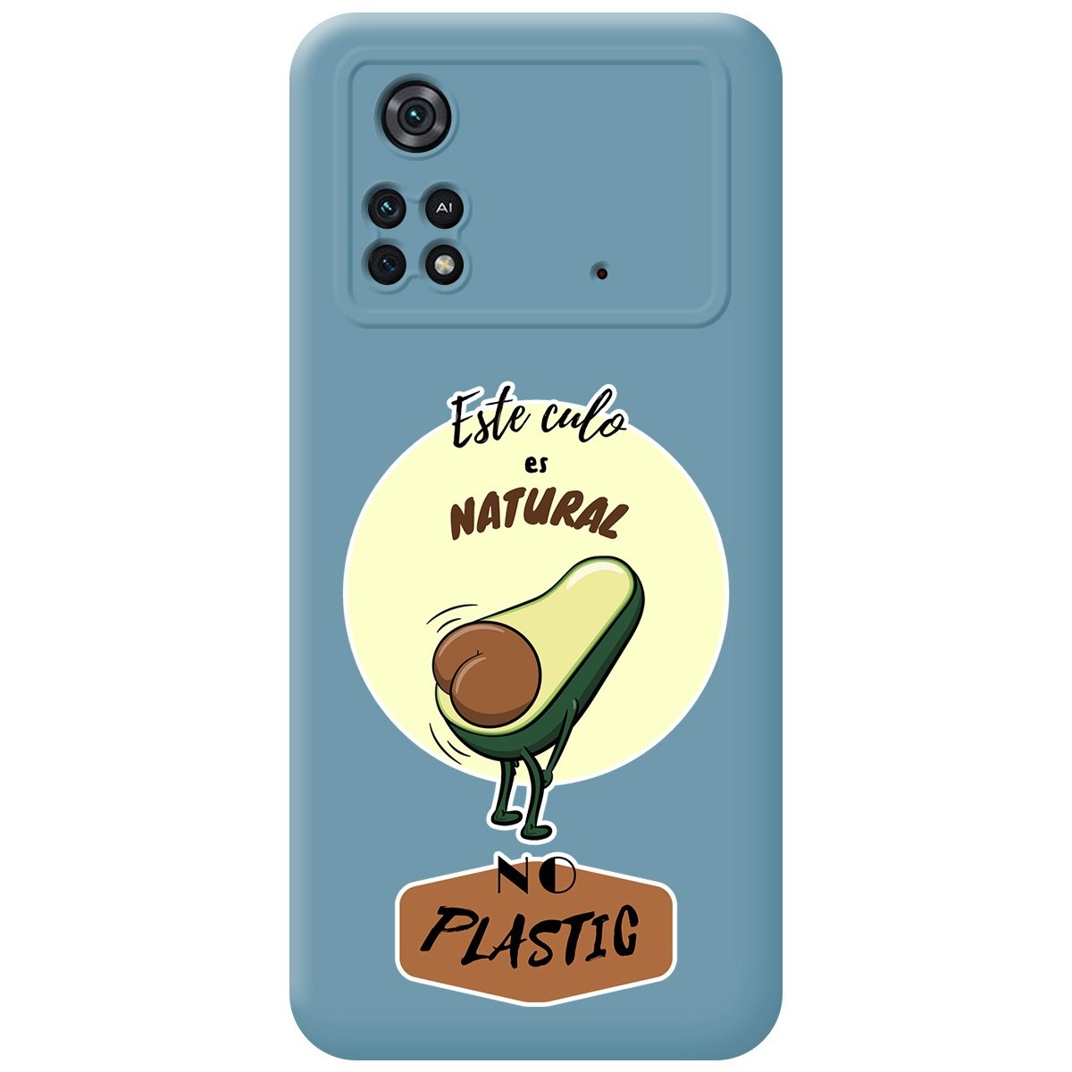 Funda Silicona Líquida Azul para Xiaomi POCO M4 Pro 4G diseño Culo Natural Dibujos