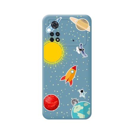 Funda Silicona Líquida Azul para Xiaomi POCO M4 Pro 4G diseño Espacio Dibujos