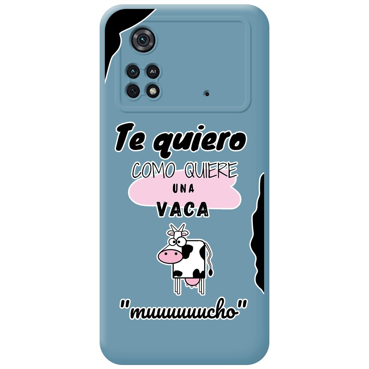 Funda Silicona Líquida Azul para Xiaomi POCO M4 Pro 4G diseño Vaca Dibujos