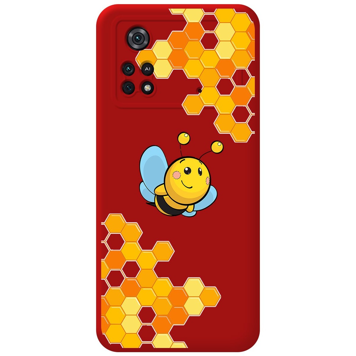 Funda Silicona Líquida Roja para Xiaomi POCO M4 Pro 4G diseño Abeja Dibujos