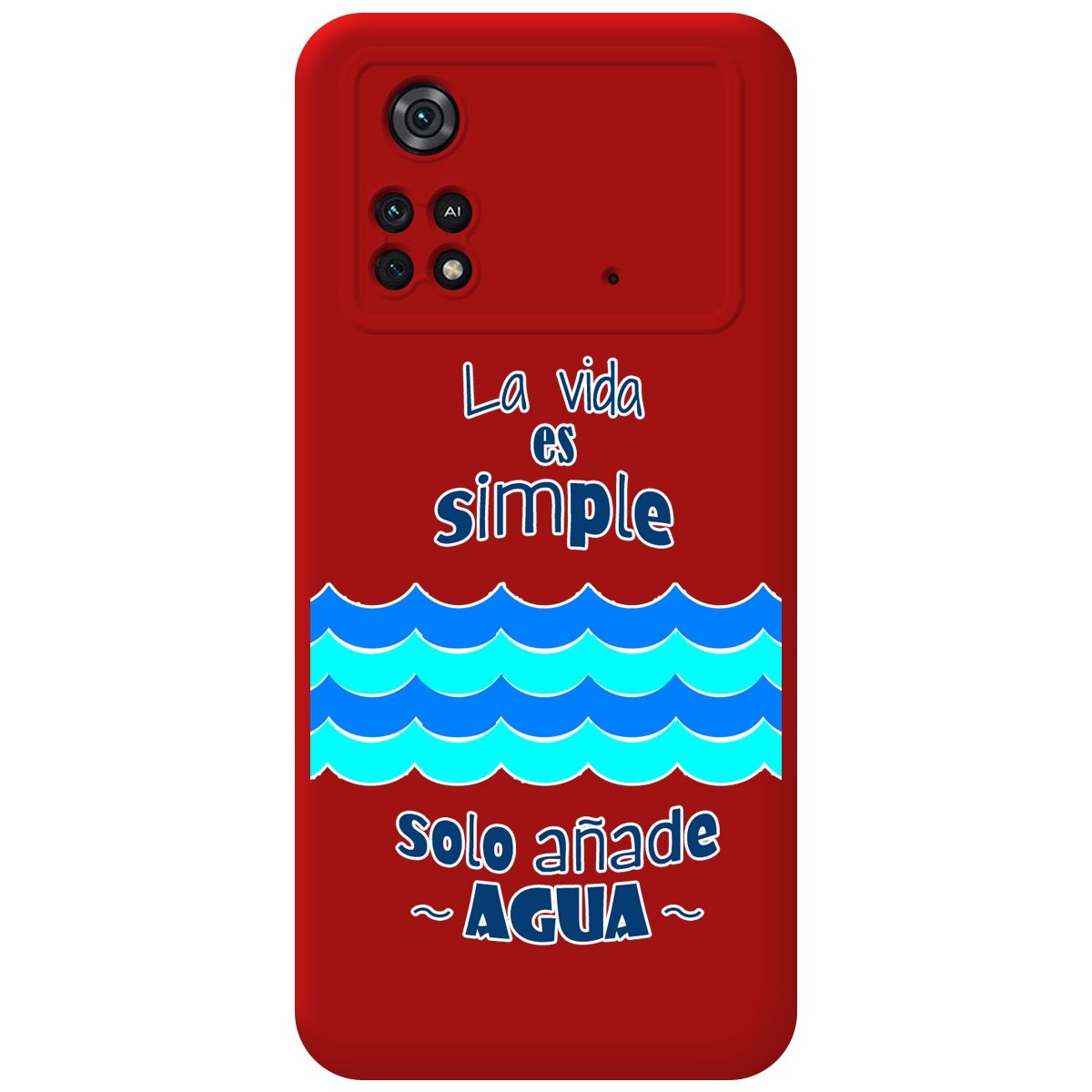 Funda Silicona Líquida Roja para Xiaomi POCO M4 Pro 4G diseño Agua Dibujos