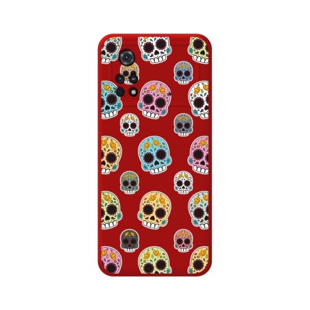 Funda Silicona Líquida Roja para Xiaomi POCO M4 Pro 4G diseño Catrina Dibujos