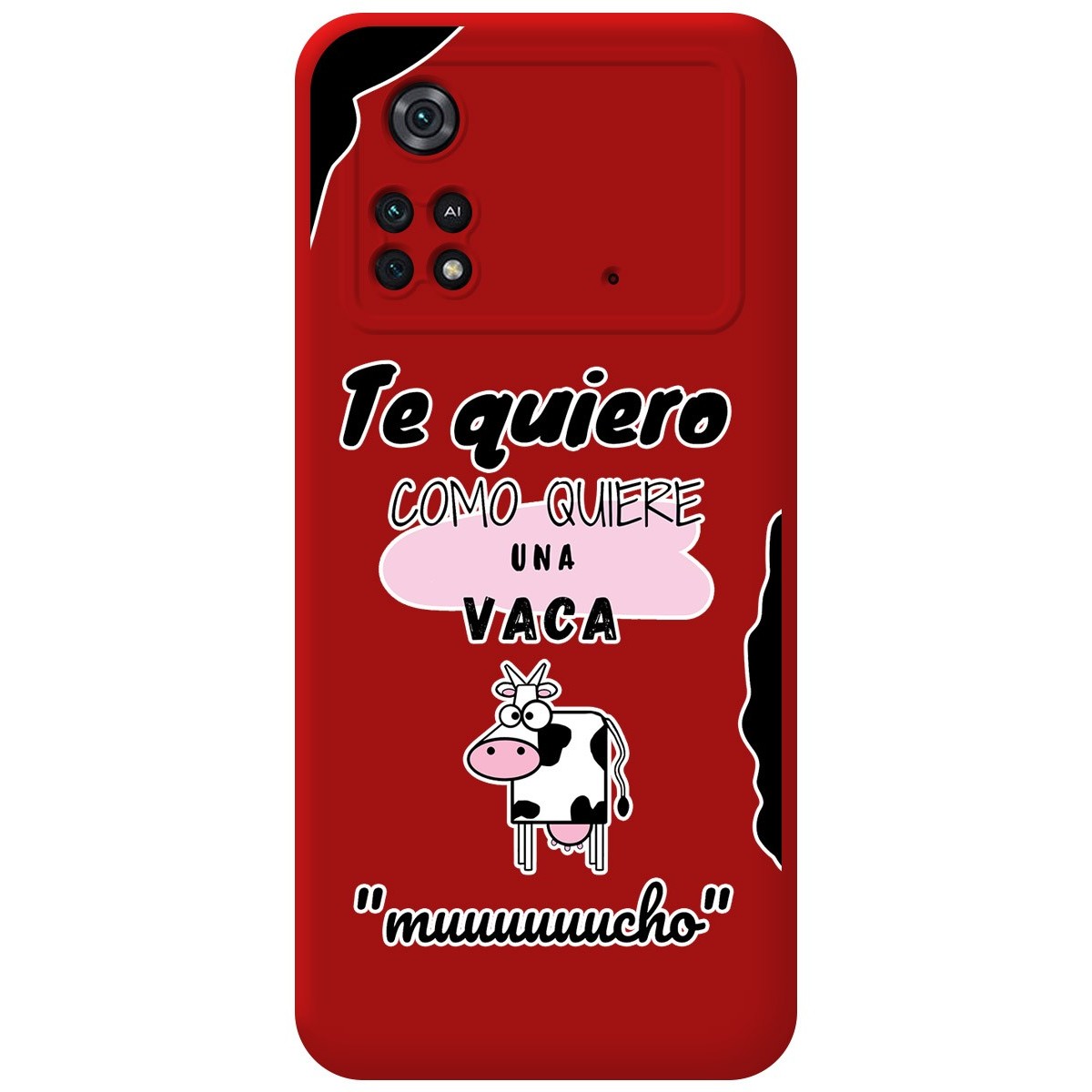 Funda Silicona Líquida Roja para Xiaomi POCO M4 Pro 4G diseño Vaca Dibujos