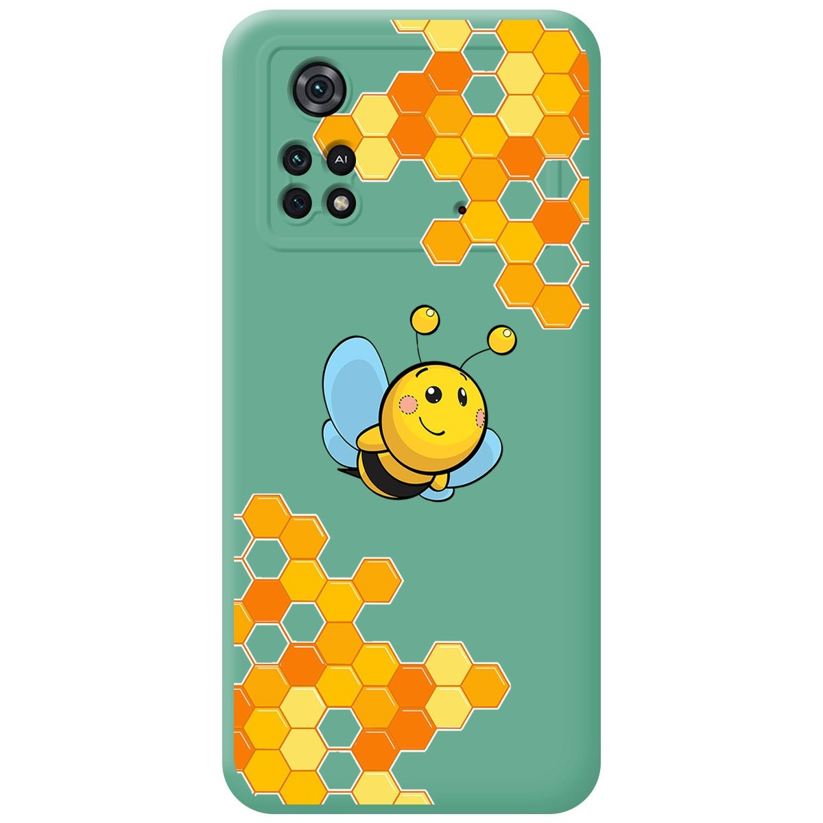 Funda Silicona Líquida Verde para Xiaomi POCO M4 Pro 4G diseño Abeja Dibujos