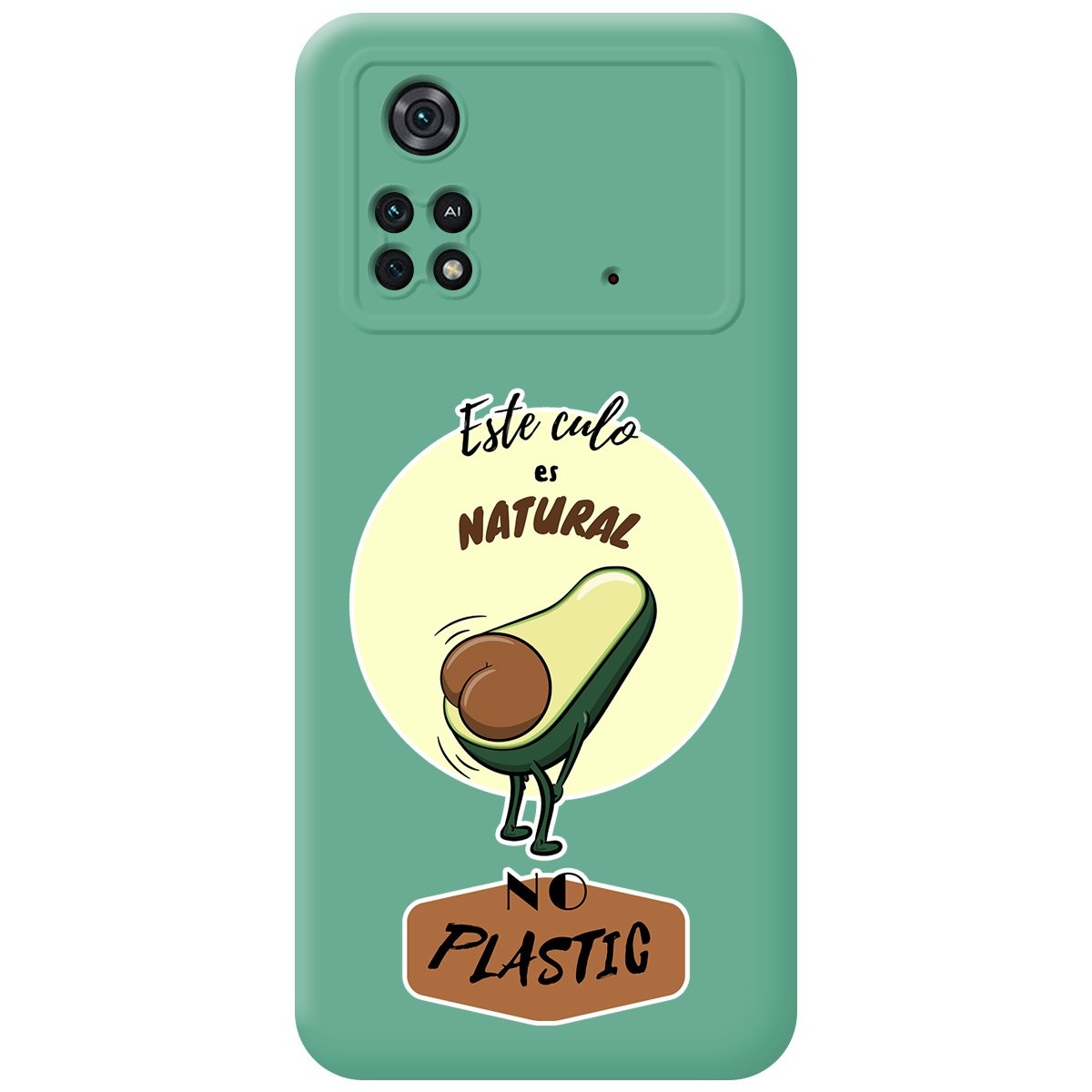 Funda Silicona Líquida Verde para Xiaomi POCO M4 Pro 4G diseño Culo Natural Dibujos