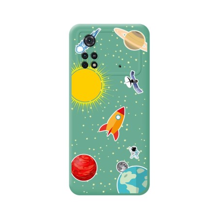 Funda Silicona Líquida Verde para Xiaomi POCO M4 Pro 4G diseño Espacio Dibujos