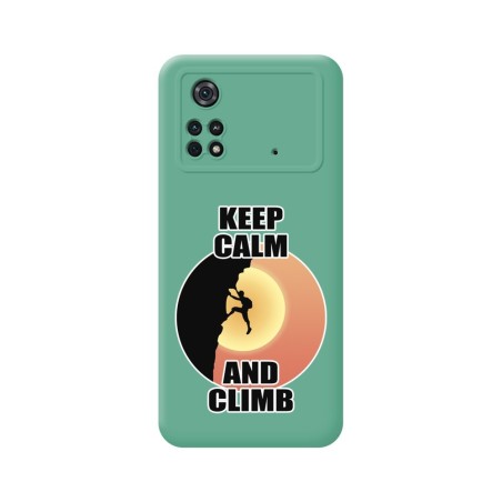 Funda Silicona Líquida Verde para Xiaomi POCO M4 Pro 4G diseño Hombre Escalada Dibujos