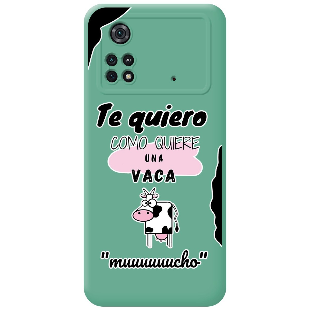 Funda Silicona Líquida Verde para Xiaomi POCO M4 Pro 4G diseño Vaca Dibujos