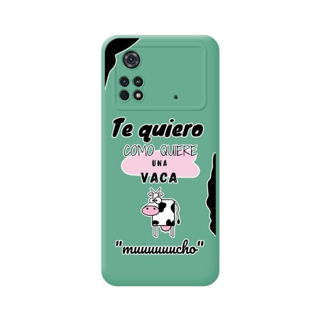 Funda Silicona Líquida Verde para Xiaomi POCO M4 Pro 4G diseño Vaca Dibujos