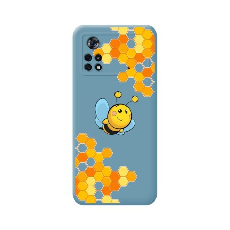 Funda Silicona Líquida Azul para Xiaomi POCO X4 Pro 5G diseño Abeja Dibujos