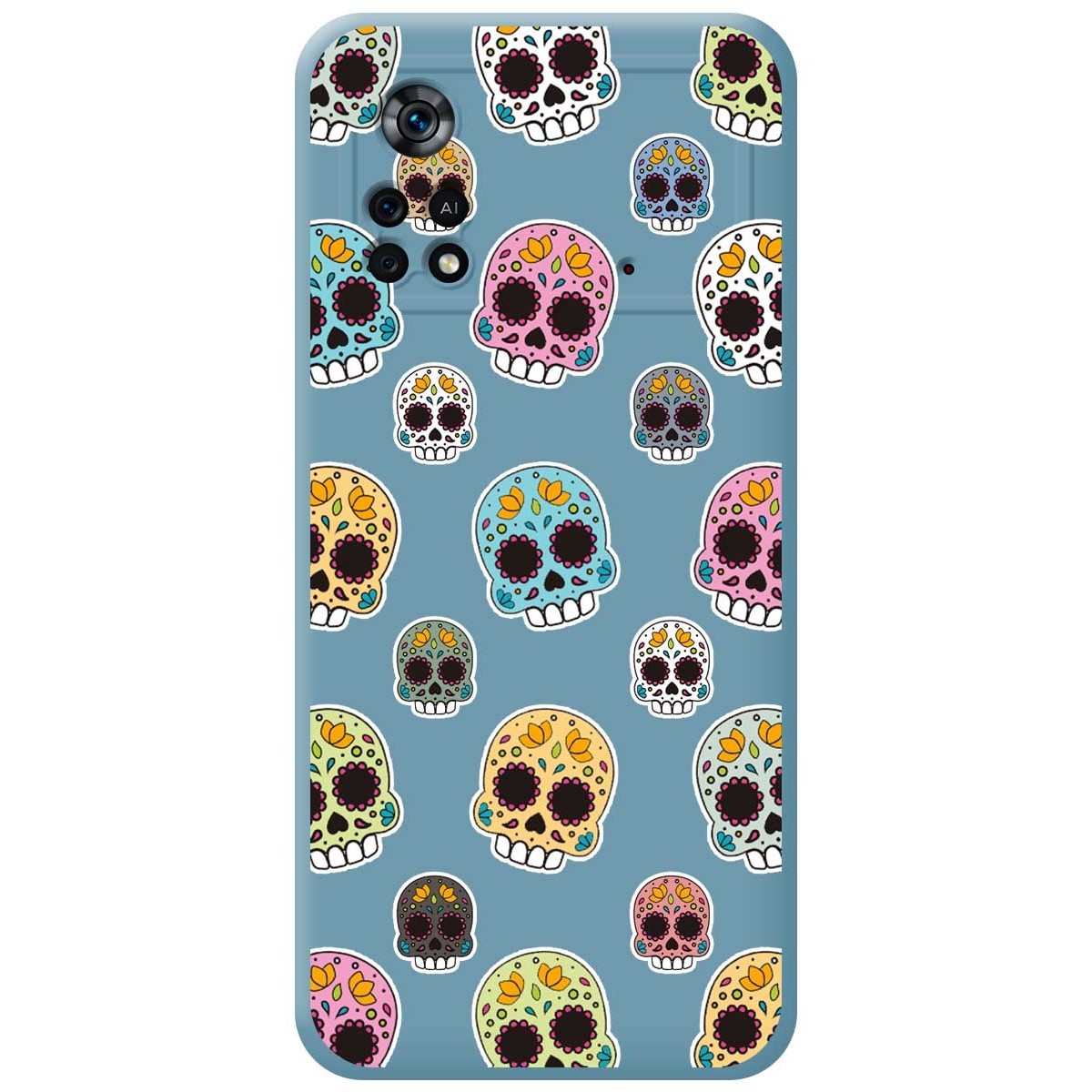 Funda Silicona Líquida Azul para Xiaomi POCO X4 Pro 5G diseño Catrina Dibujos