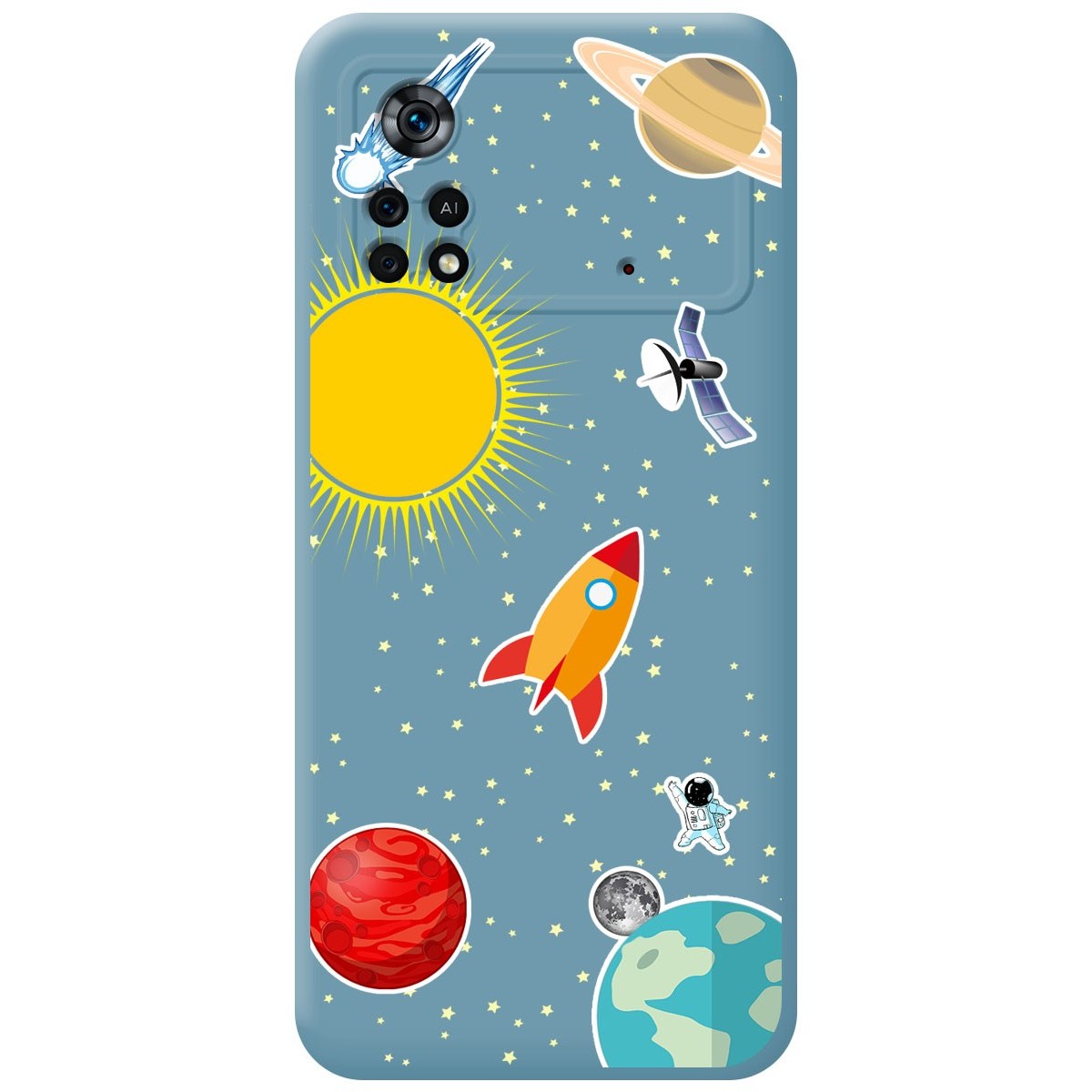 Funda Silicona Líquida Azul para Xiaomi POCO X4 Pro 5G diseño Espacio Dibujos