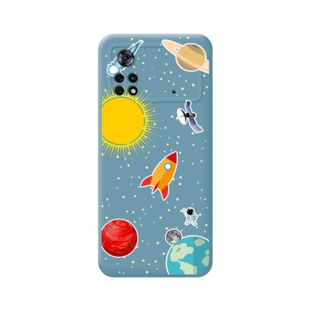 Funda Silicona Líquida Azul para Xiaomi POCO X4 Pro 5G diseño Espacio Dibujos