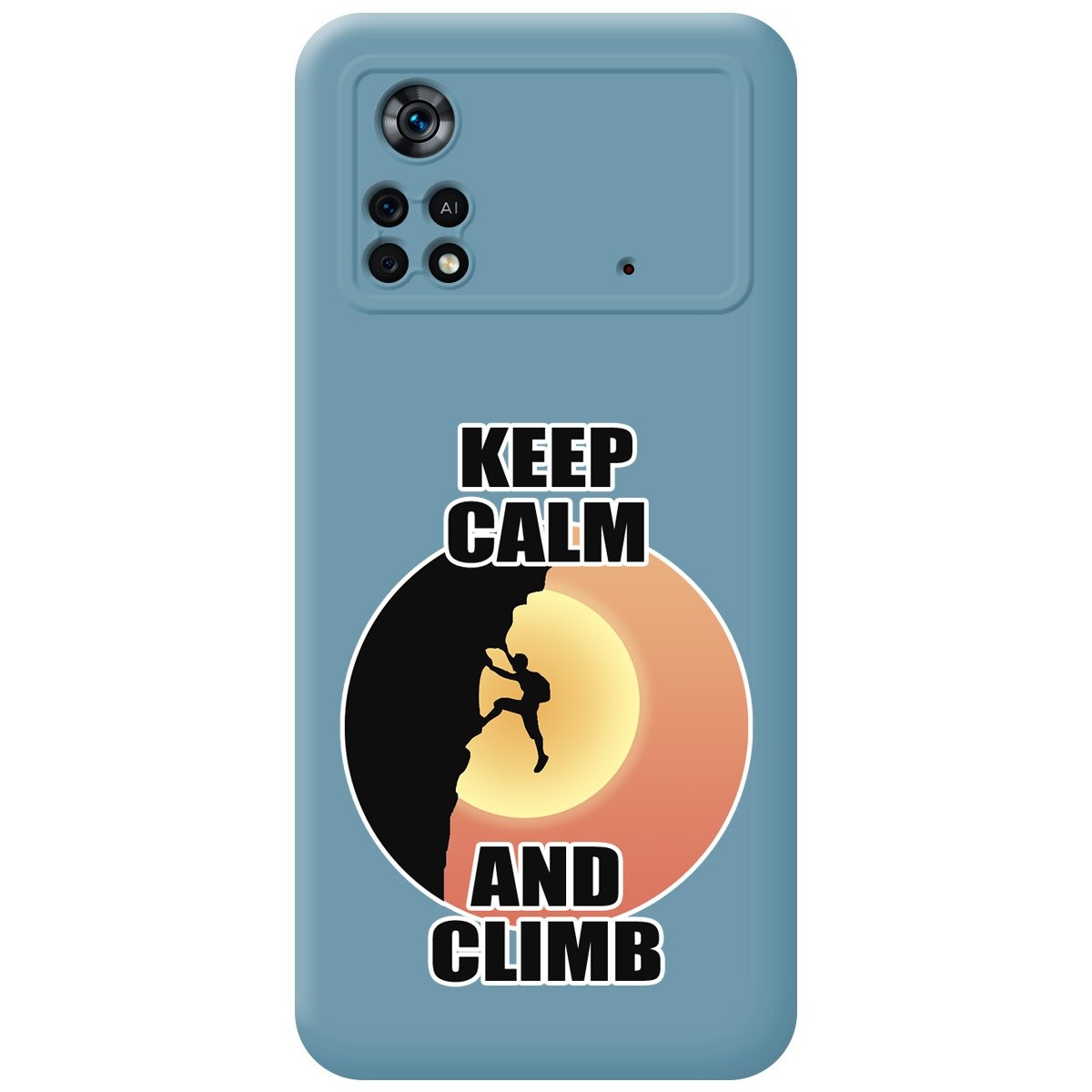 Funda Silicona Líquida Azul para Xiaomi POCO X4 Pro 5G diseño Hombre Escalada Dibujos