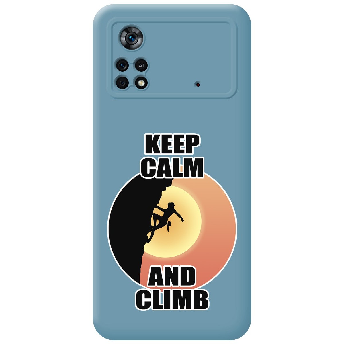 Funda Silicona Líquida Azul para Xiaomi POCO X4 Pro 5G diseño Mujer Escalada Dibujos