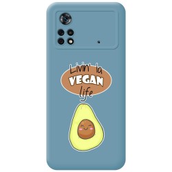 Funda Silicona Líquida Azul para Xiaomi POCO X4 Pro 5G diseño Vegan Life Dibujos