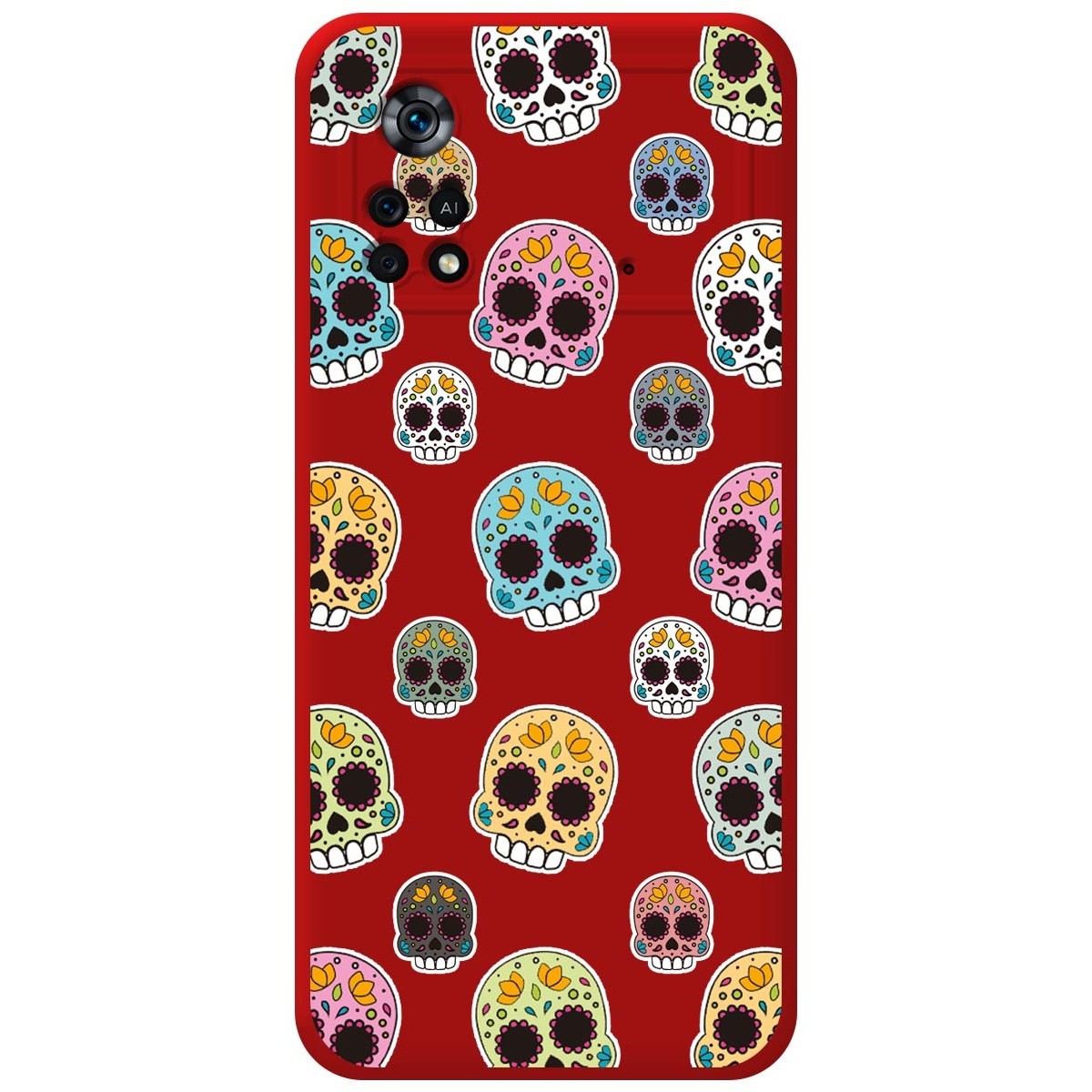 Funda Silicona Líquida Roja para Xiaomi POCO X4 Pro 5G diseño Catrina Dibujos